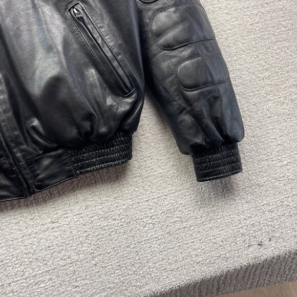 VTG Ski-Doo Bombardier Military Leather Bomber Jacket Mens 42 Black Snowmobile - Picture 5 of 13
